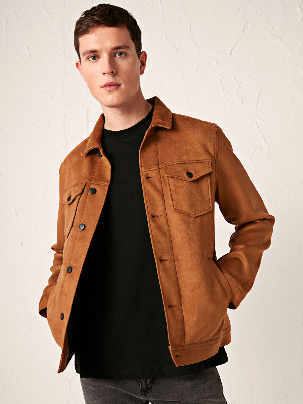 Slim Fit Thin Suede Coat-1