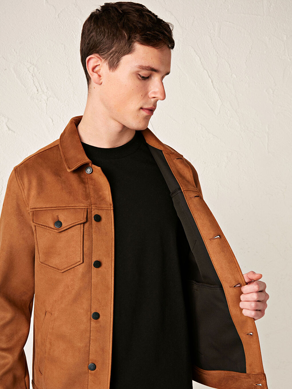 Slim Fit Thin Suede Coat-2