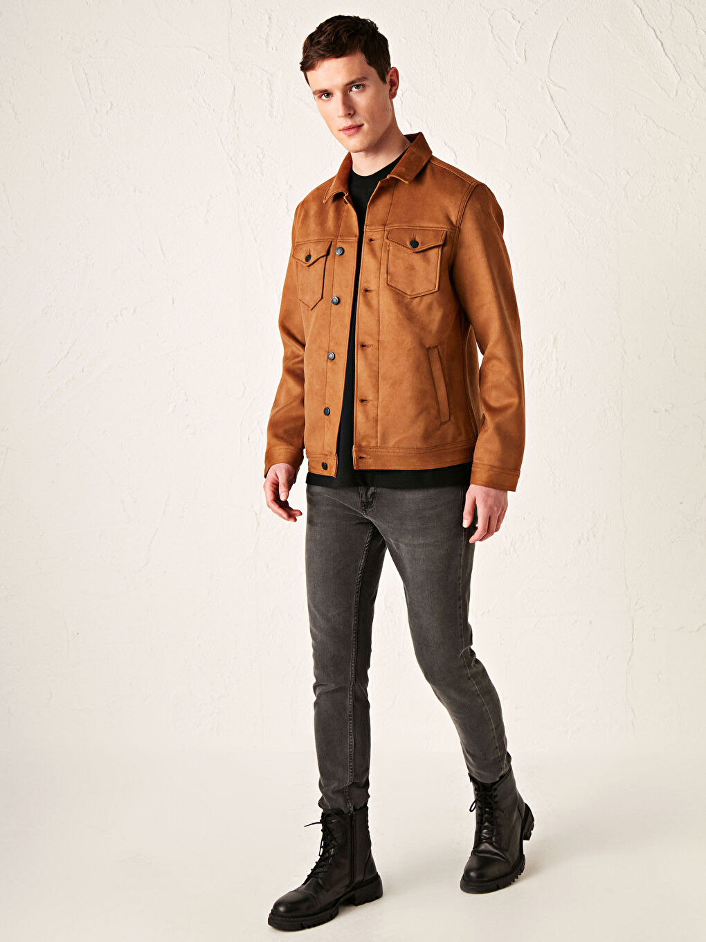 Slim Fit Thin Suede Coat-3