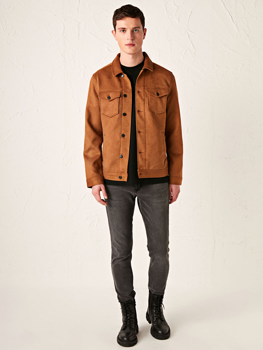 Slim Fit Thin Suede Coat-4