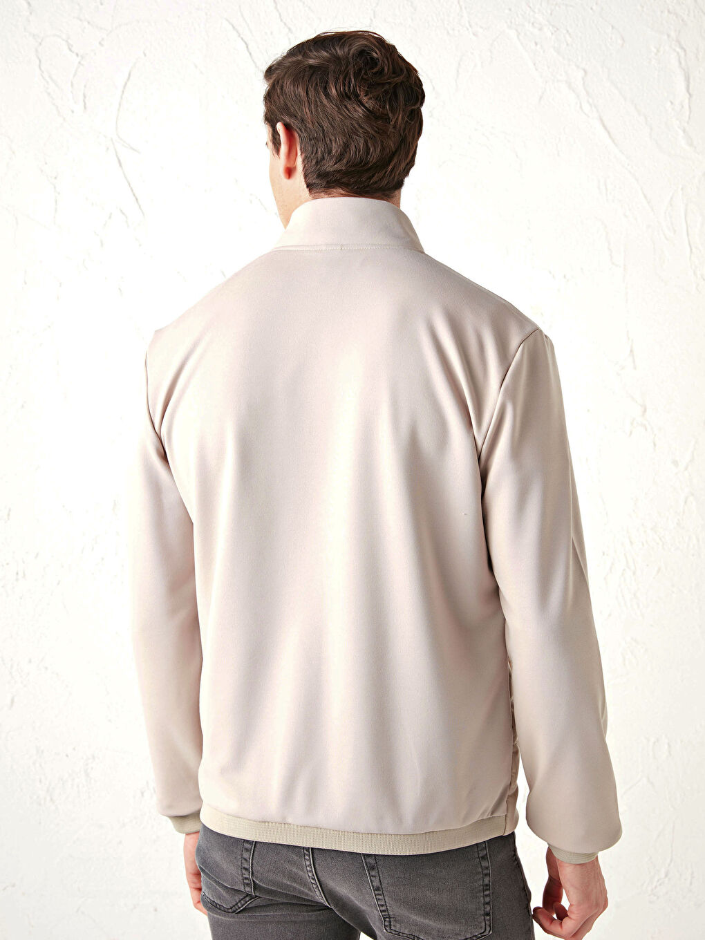 Bej Slim Fit Dik Yaka İnce Erkek Mont-4