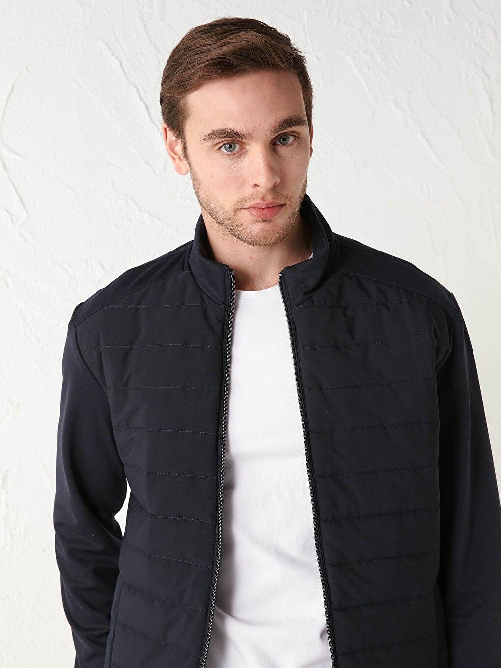 Lacivert Slim Fit Dik Yaka İnce Erkek Mont-1