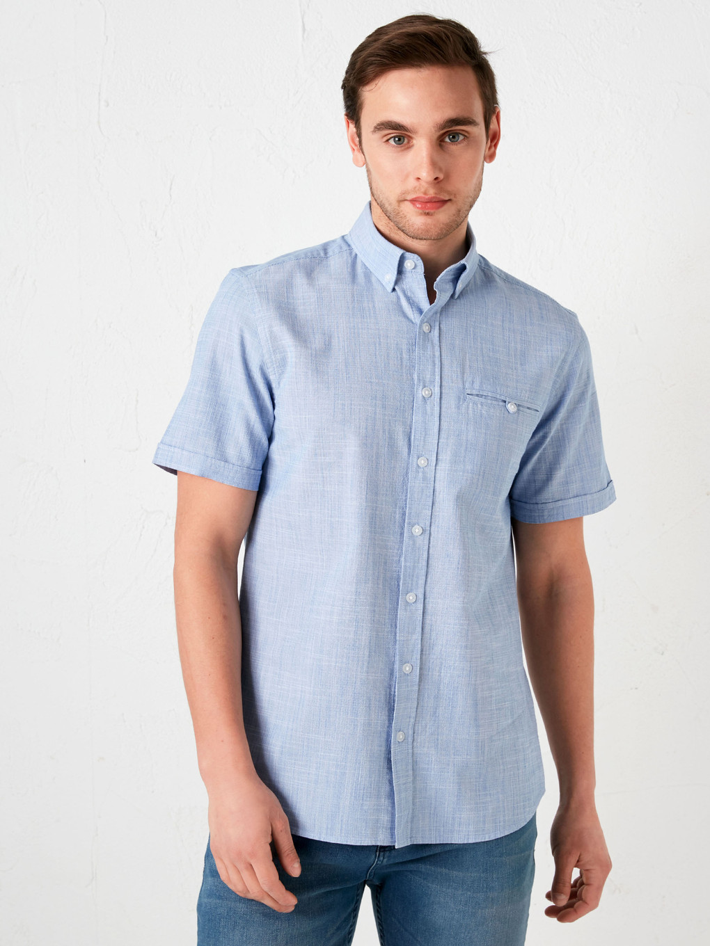 Mavi Regular Fit Kısa Kollu Poplin Erkek Gömlek-1