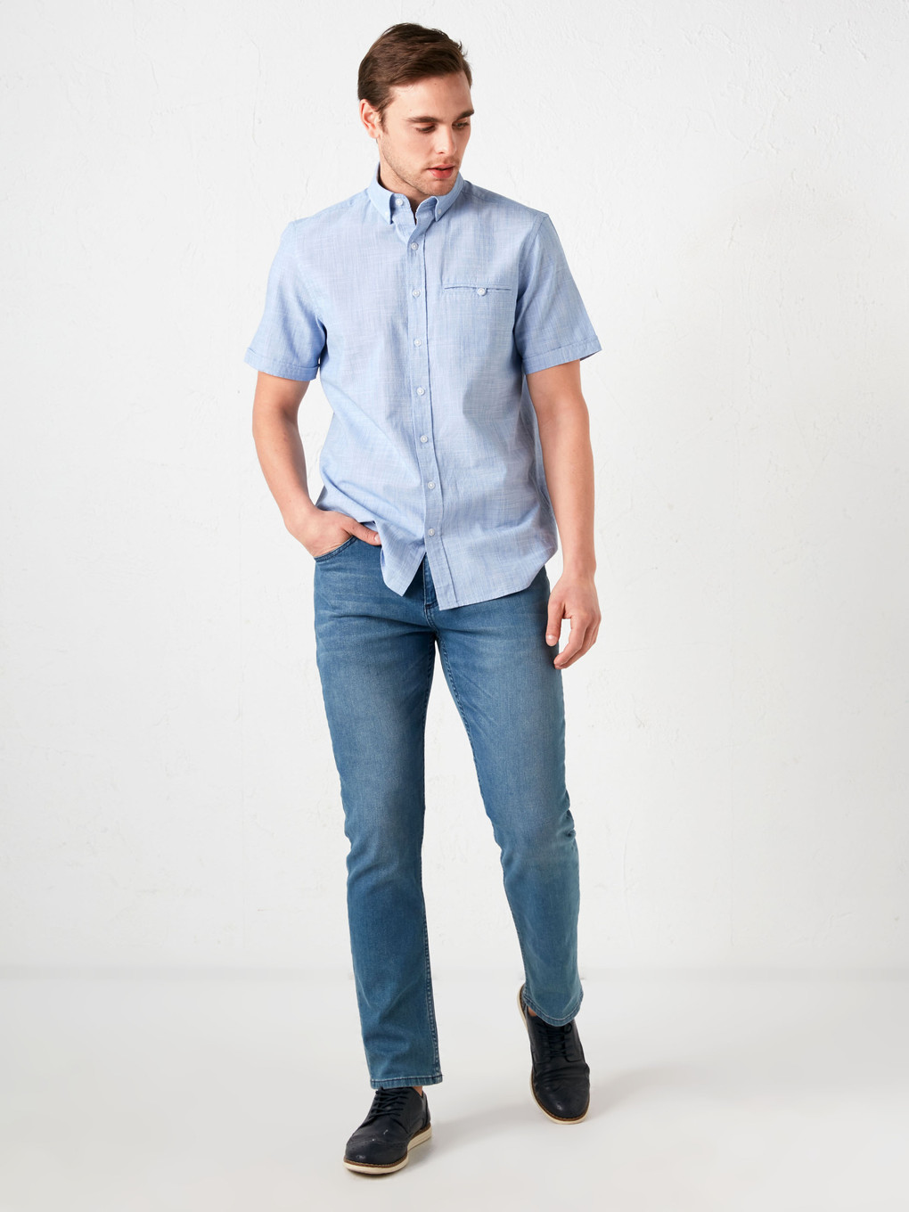 Mavi Regular Fit Kısa Kollu Poplin Erkek Gömlek-2