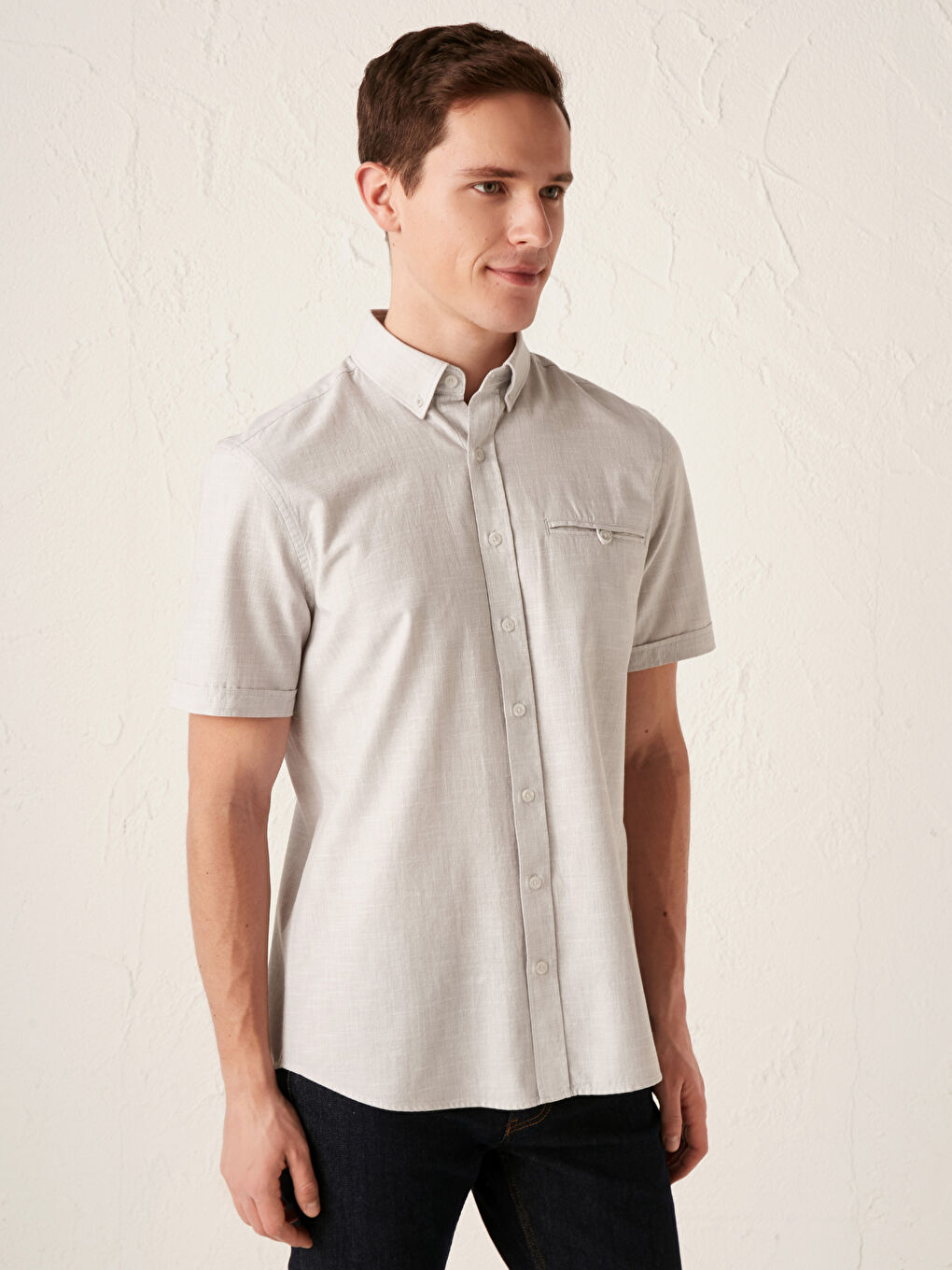 Regular Fit Short Sleeve Poplin Shirt-1