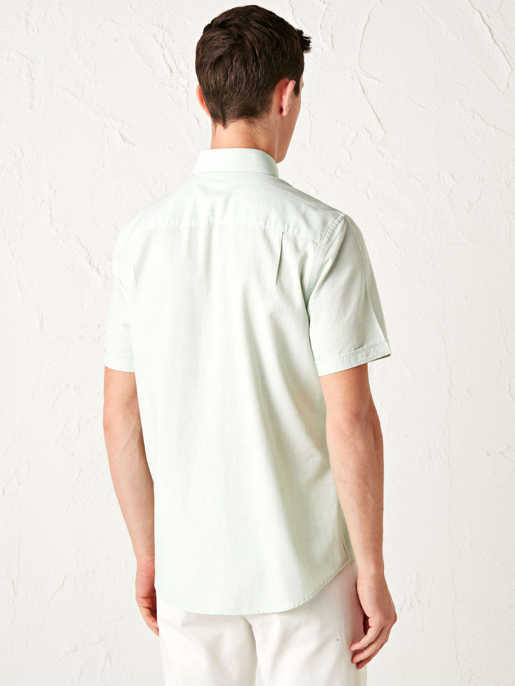 Yeşil Regular Fit Kısa Kollu Poplin Gömlek-3