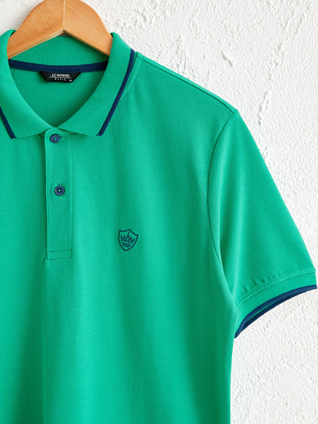 Yeşil Polo Yaka Kısa Kollu Pike Tişört-1