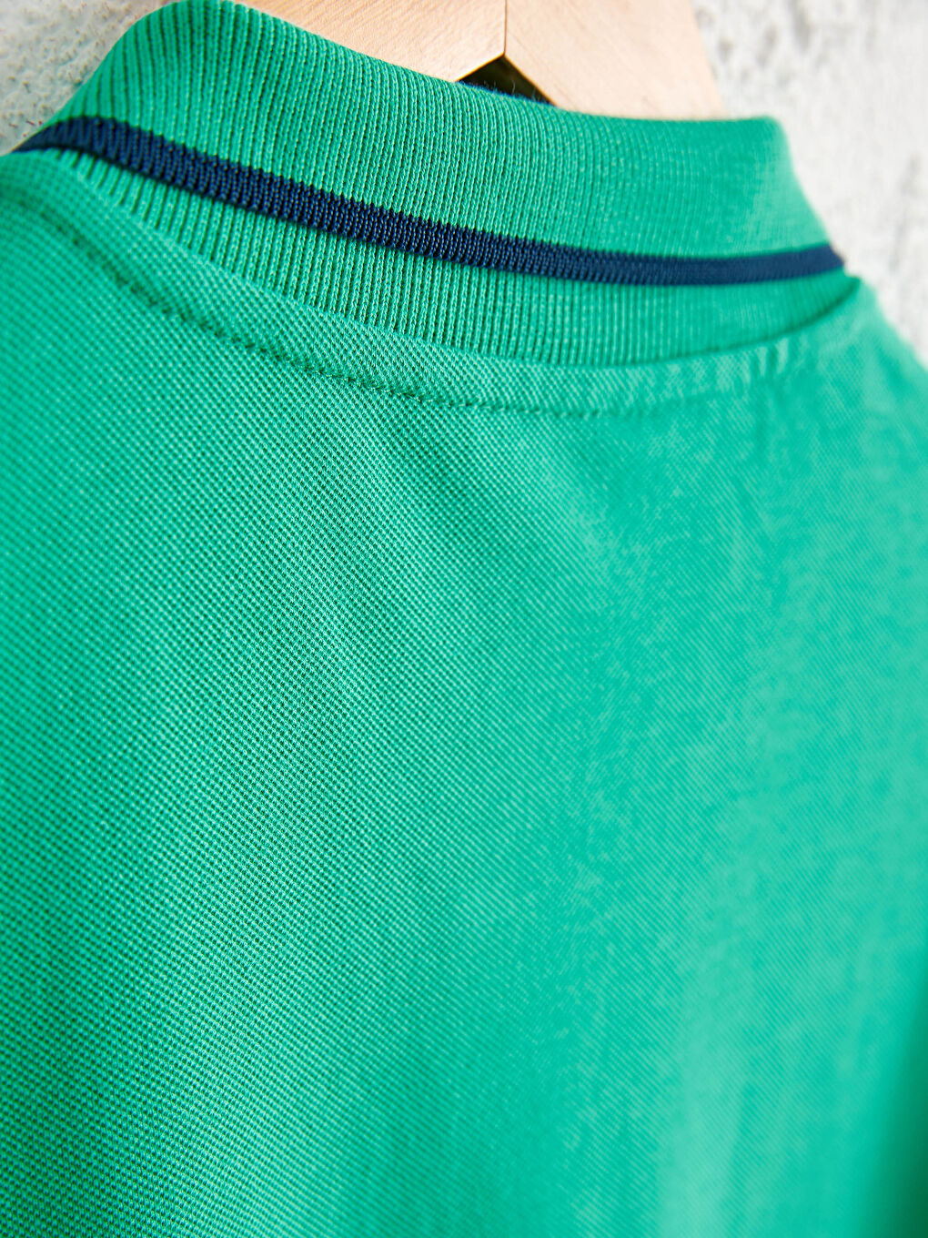 Yeşil Polo Yaka Kısa Kollu Pike Tişört-3