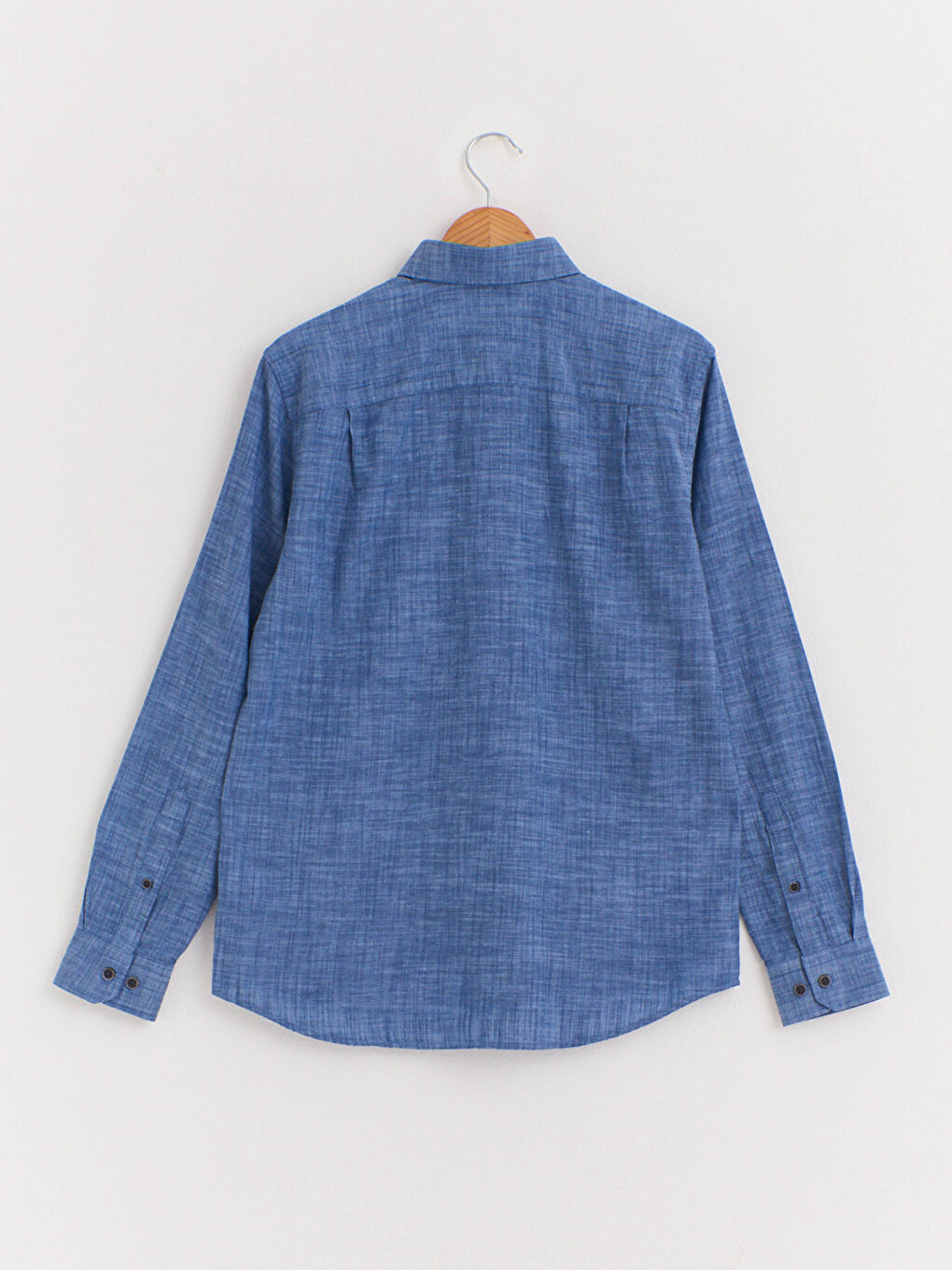 İndigo Regular Fit Uzun Kollu Keten Karışımlı Erkek Gömlek-1