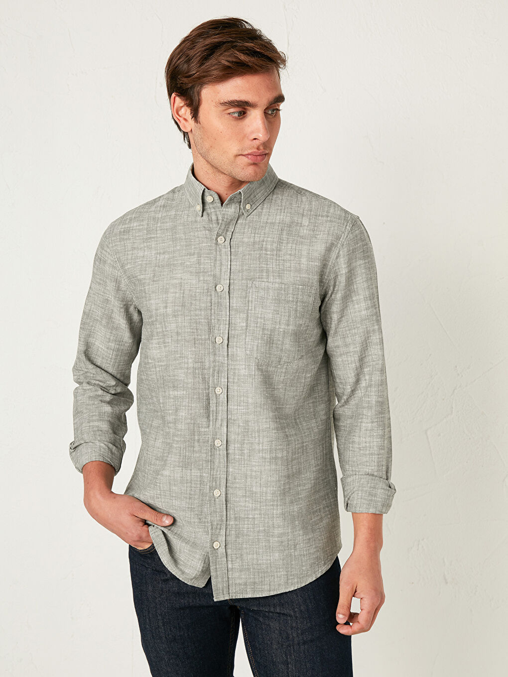 LC Waikiki Regular Fit Long Sleeve Linen Blend Men's Shirt -S11197Z8-CX2