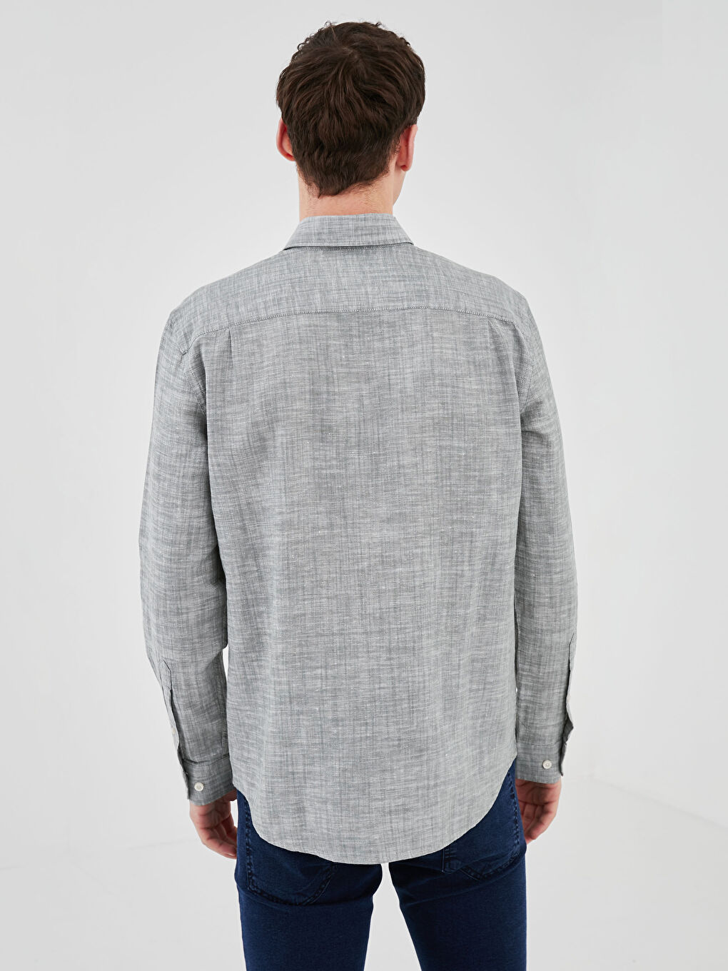 Chemise pour Hommes en Mélange de Lin à Manches Longues Coupe Régulière-4