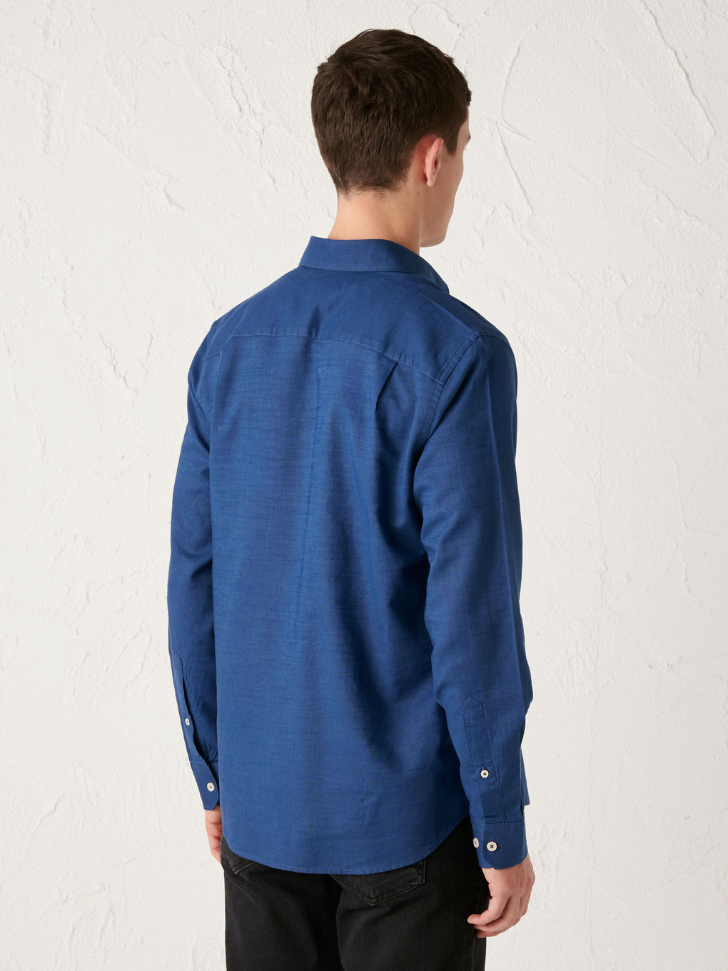Regular Fit Long Sleeve Linen Blend Men's Shirt-9