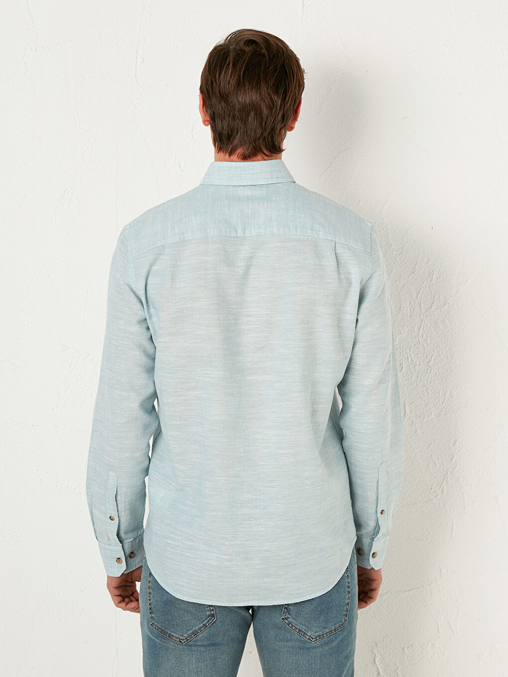 Chemise pour Hommes en Mélange de Lin à Manches Longues Coupe Régulière-3