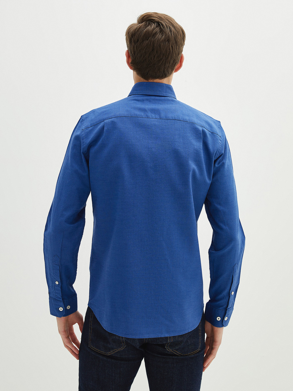 Regular Fit Long Sleeve Linen Blend Men's Shirt-4