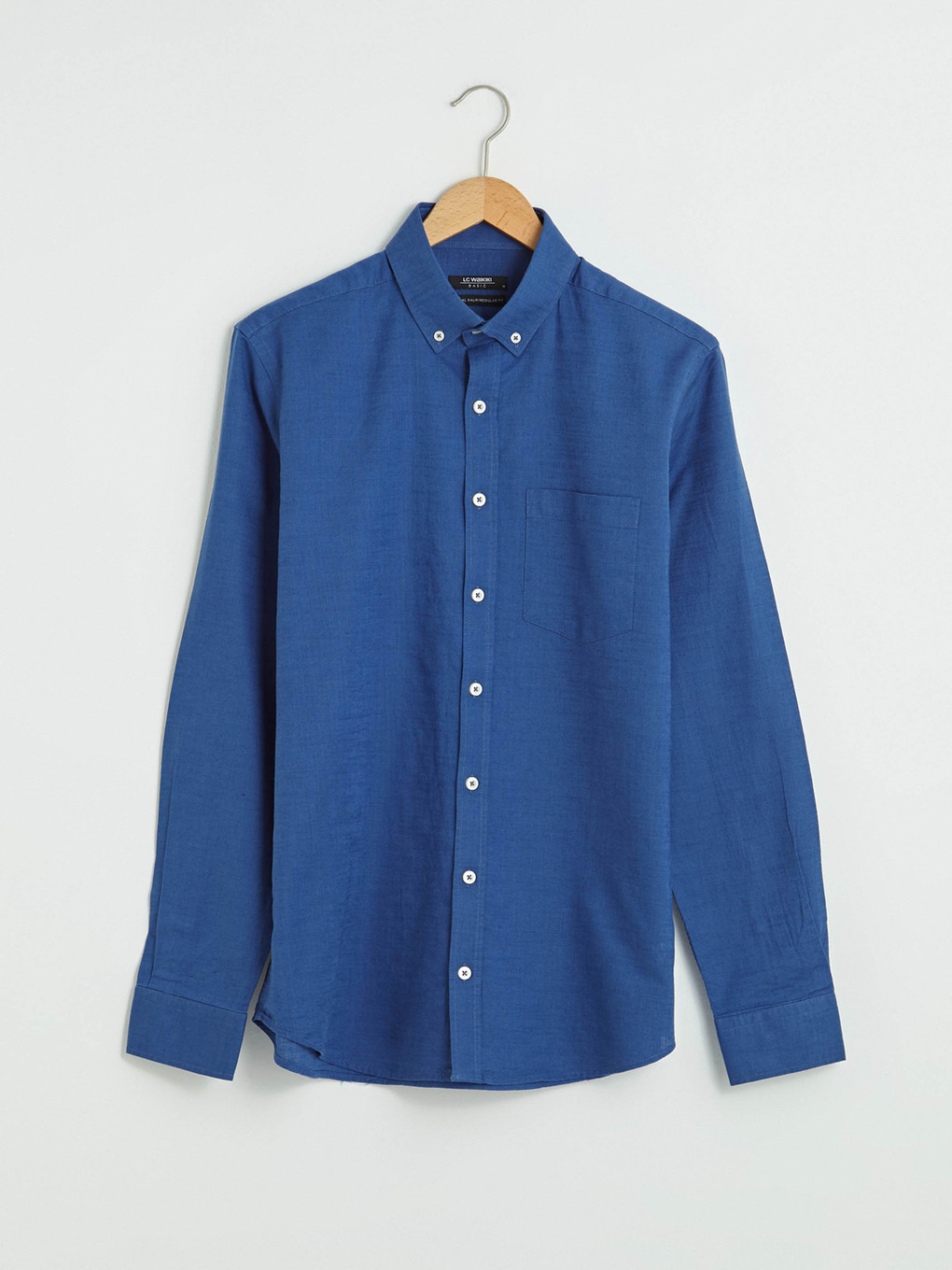Regular Fit Long Sleeve Linen Blend Men's Shirt-10