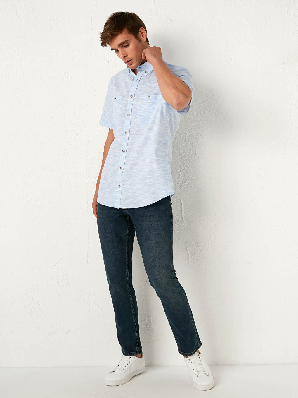 Regular Fit Short Sleeve Poplin Shirt-2