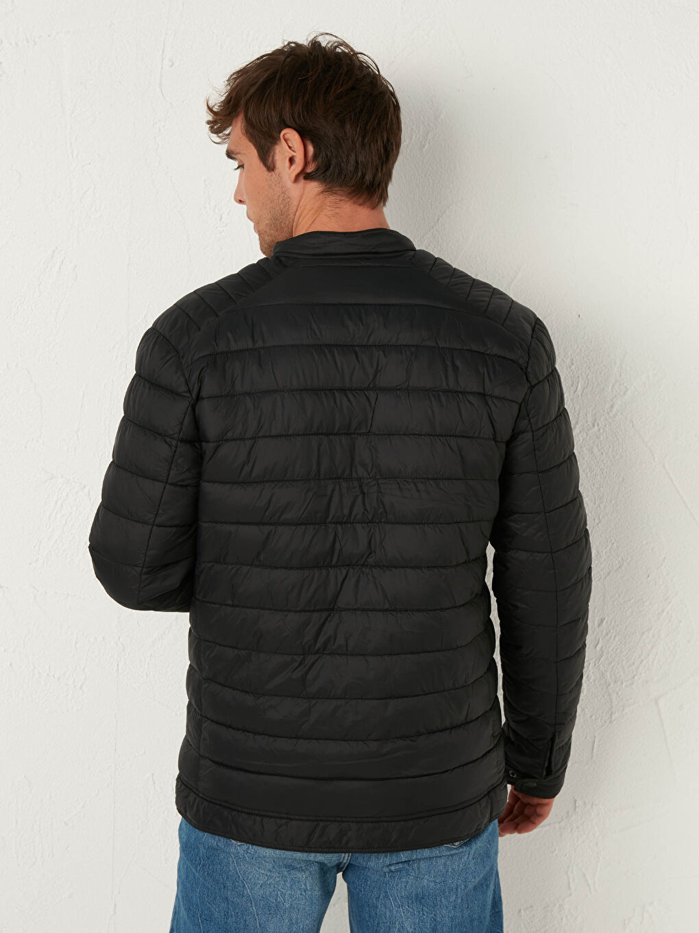 Siyah Dik Yaka Erkek Şişme Mont-6