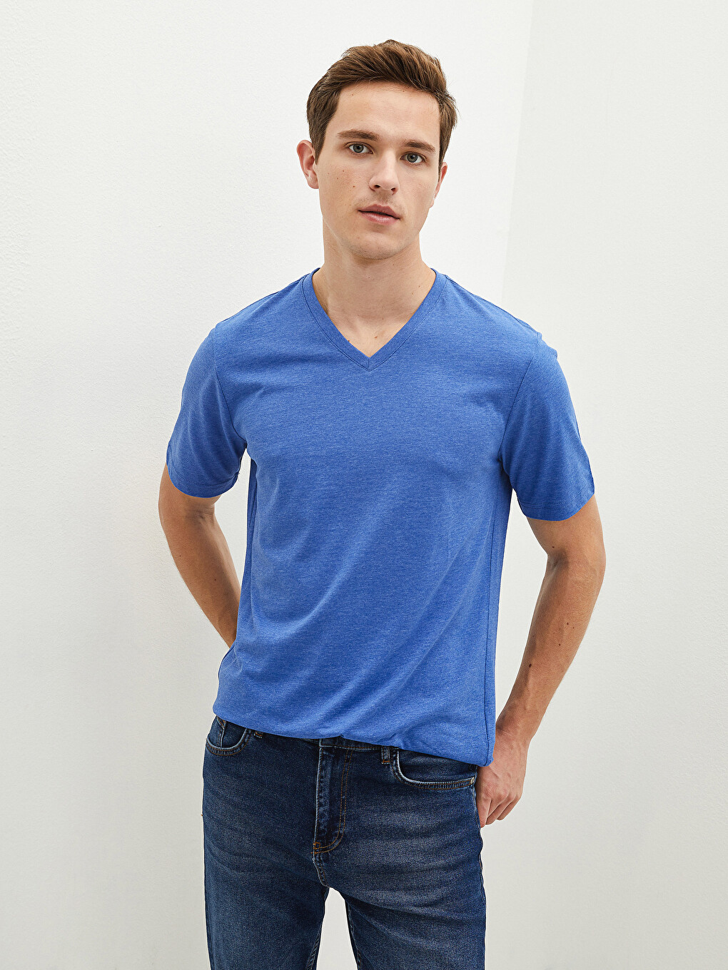 V Neck Short Sleeve Basic Men's T-shirt