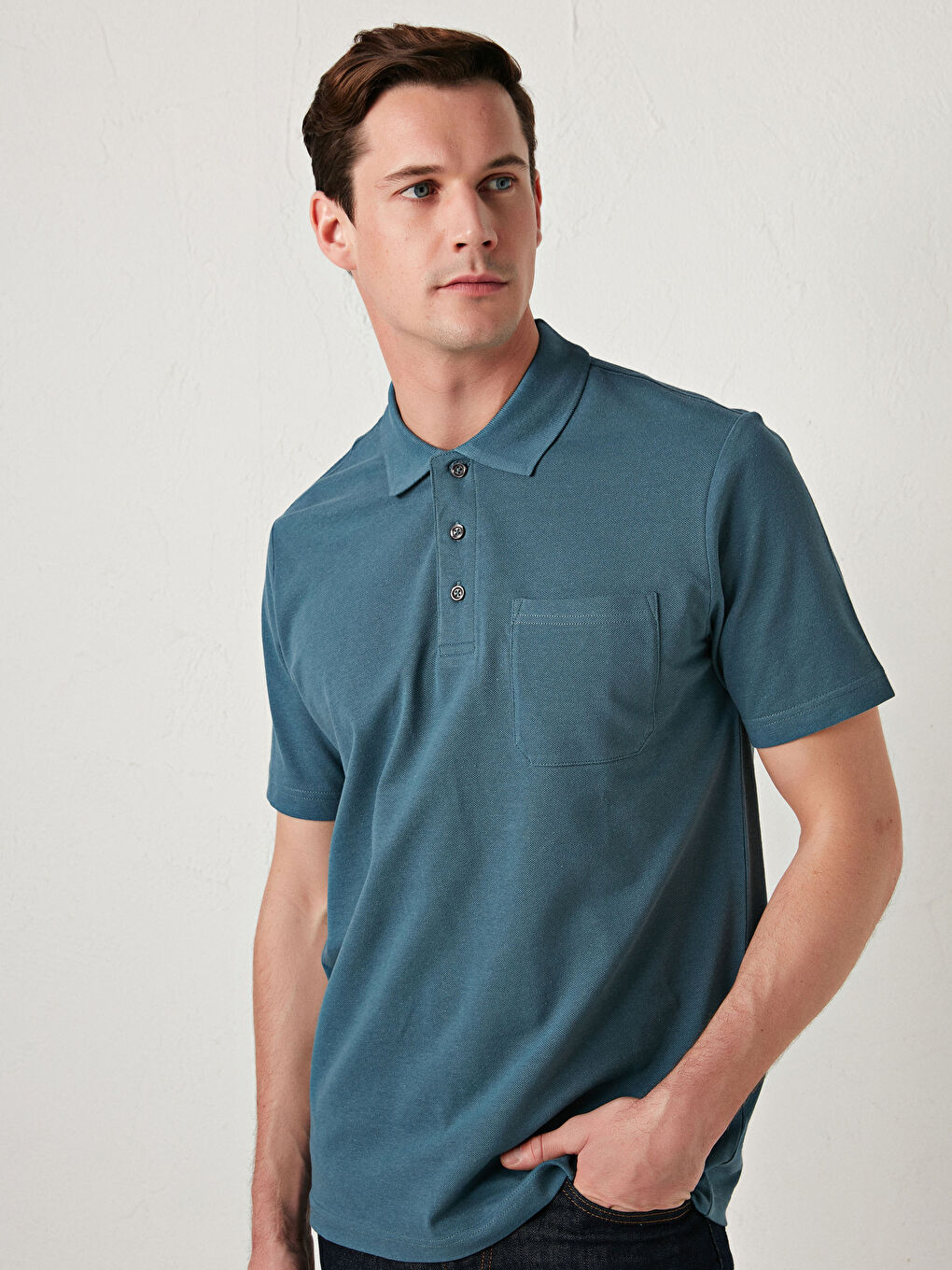 Polo Neck Short Sleeve Basic Piqué Men's T-Shirt