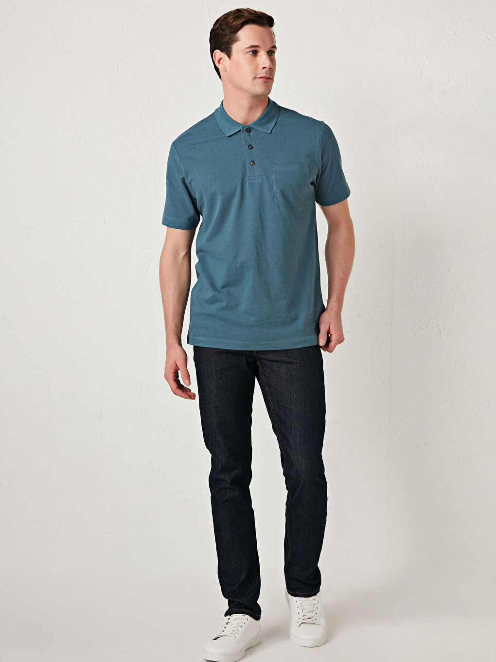 Polo Neck Short Sleeve Basic Piqué Men's T-Shirt-2