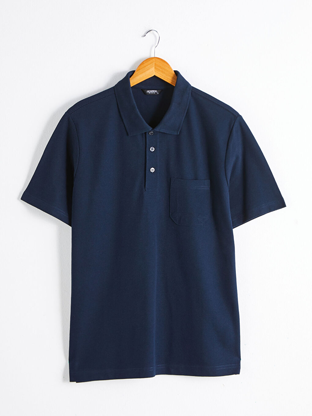 Polo Neck Short Sleeve Basic Pique T-Shirt-3