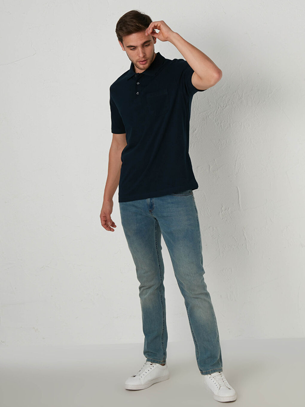 Polo Neck Short Sleeve Basic Pique T-Shirt-1