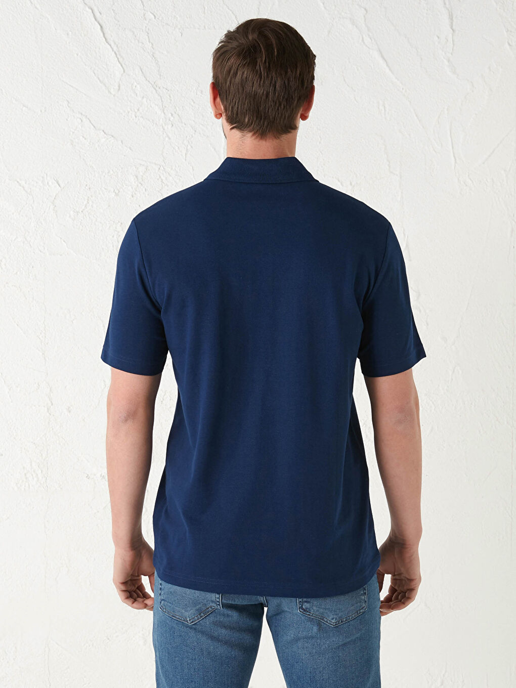 Lacivert Polo Yaka Kısa Kollu Basic Pike Erkek Tişört-2