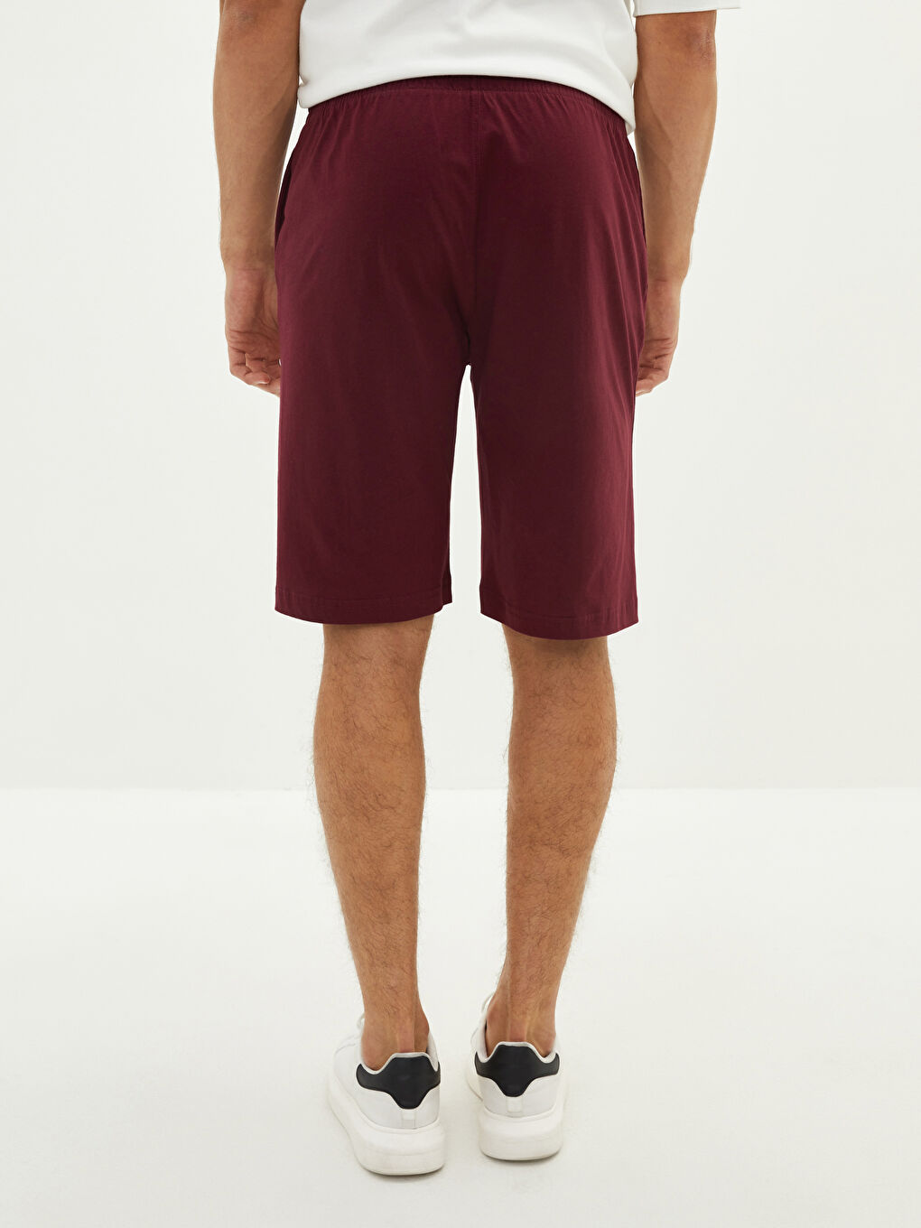 Bordo Standart Kalıp Beli Lastikli Erkek Şort-4