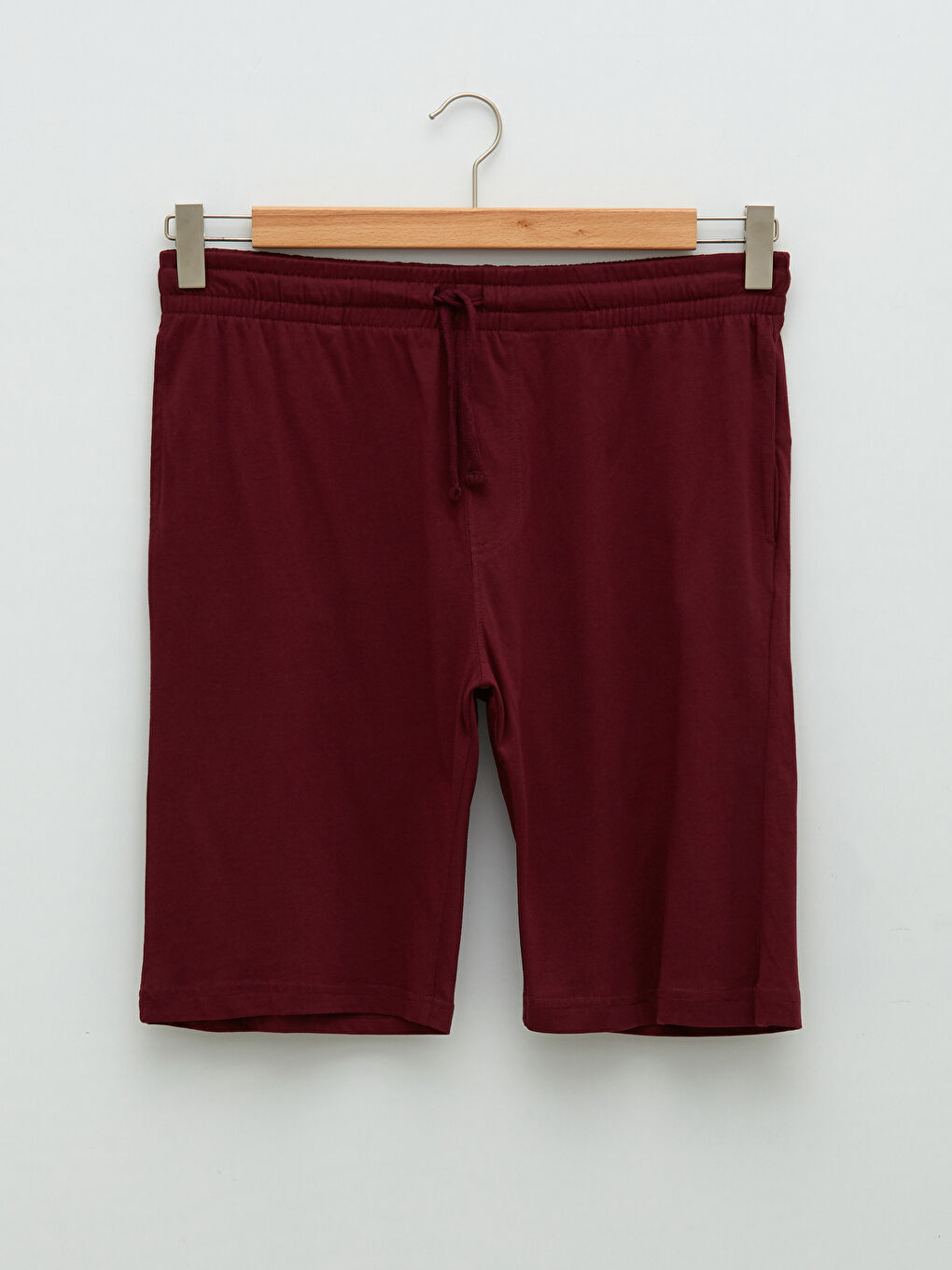 Bordo Standart Kalıp Beli Lastikli Erkek Şort-5