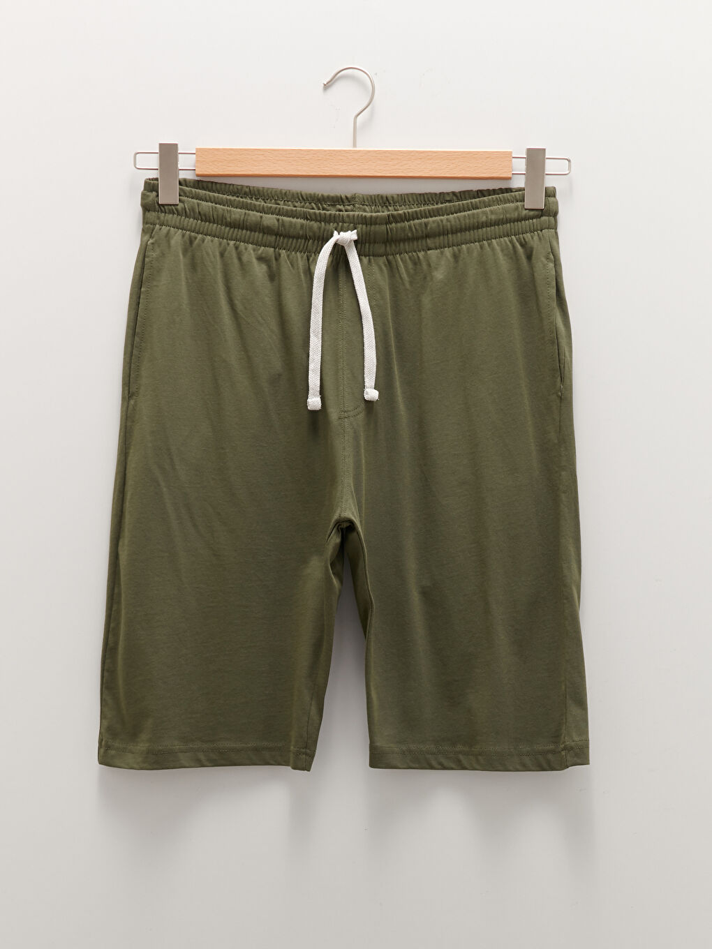 Haki Standart Kalıp Beli Lastikli Erkek Şort-5