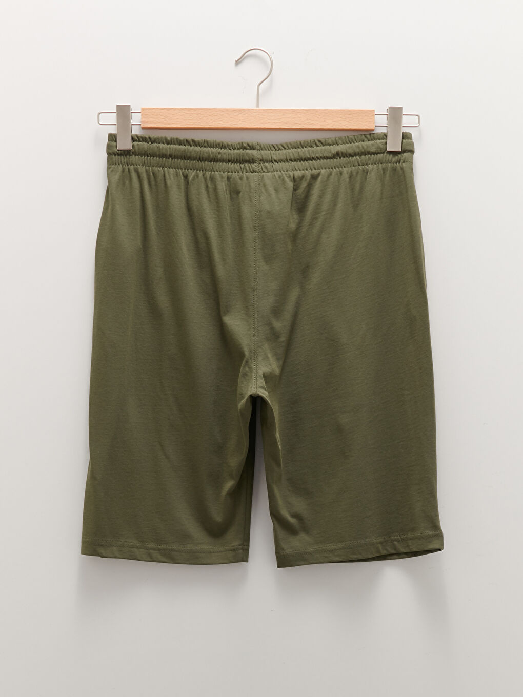 Haki Standart Kalıp Beli Lastikli Erkek Şort-6