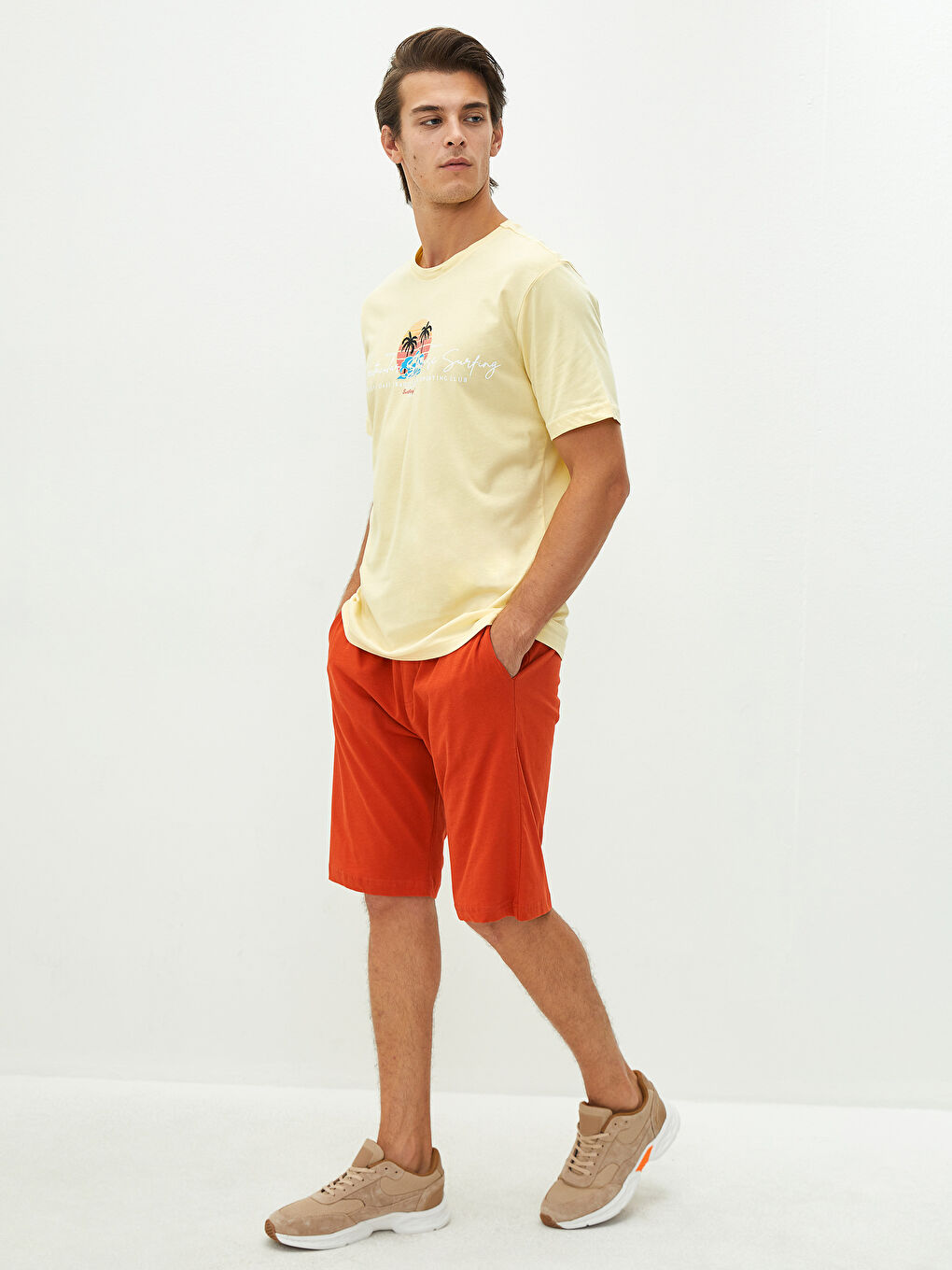 Pantaloni scurți pentru Bărbați cu Croială Regulară și Talie Elastică-2