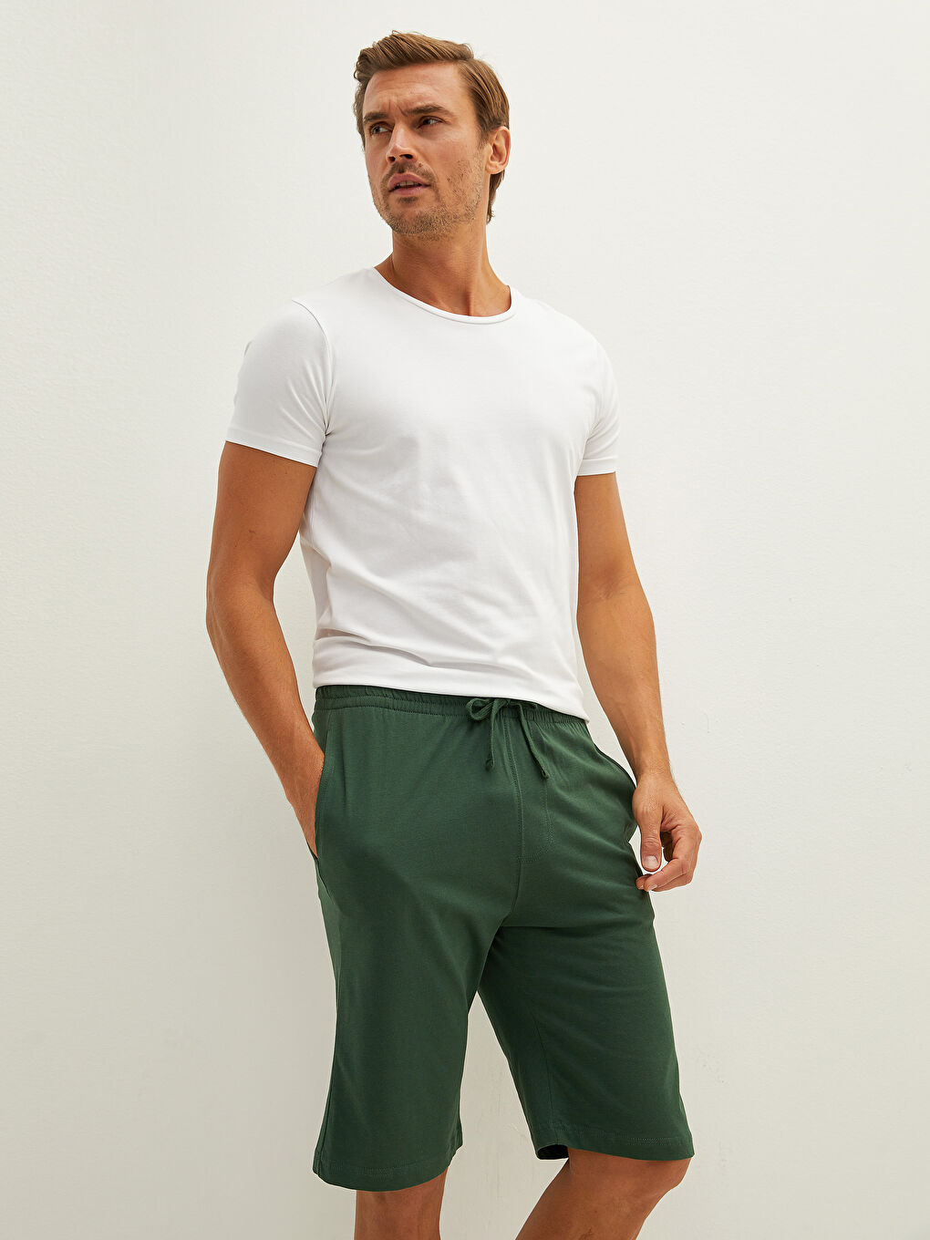 Regular Fit Men's Shorts with Elastic Waist-2