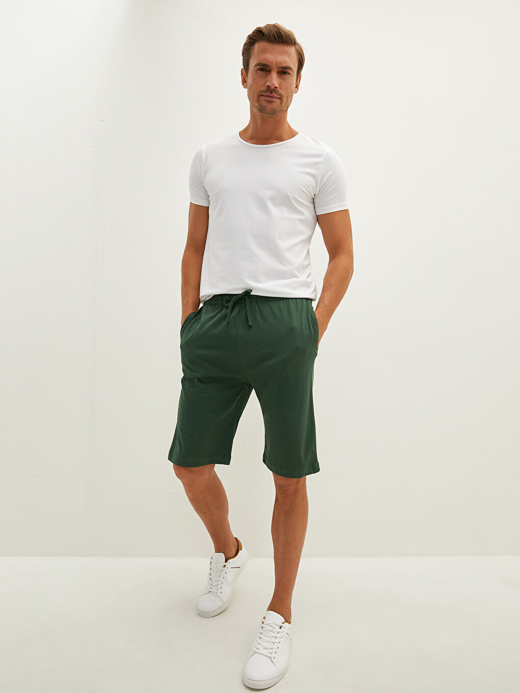 Regular Fit Men's Shorts with Elastic Waist-1