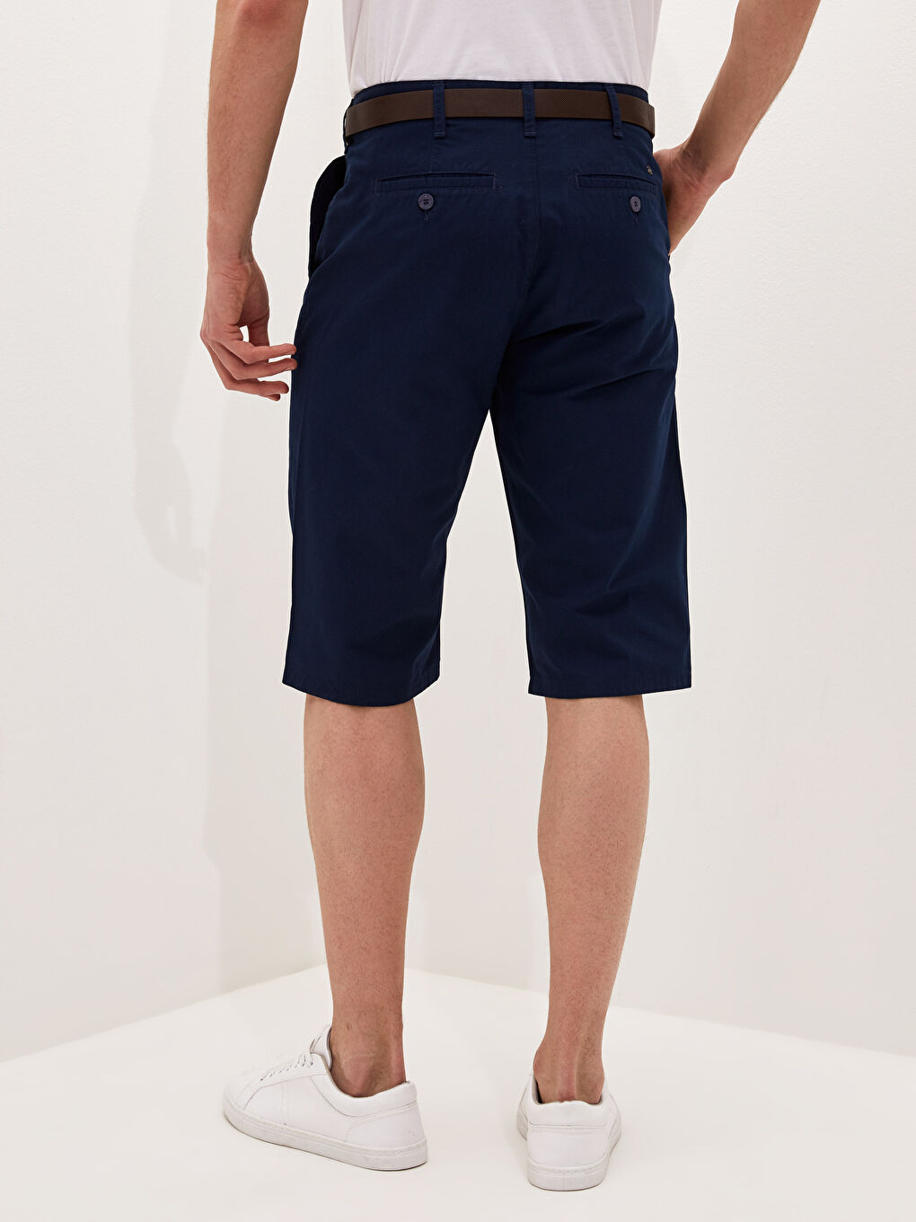 Lacivert Standart Kalıp Bermuda Erkek Şort-4