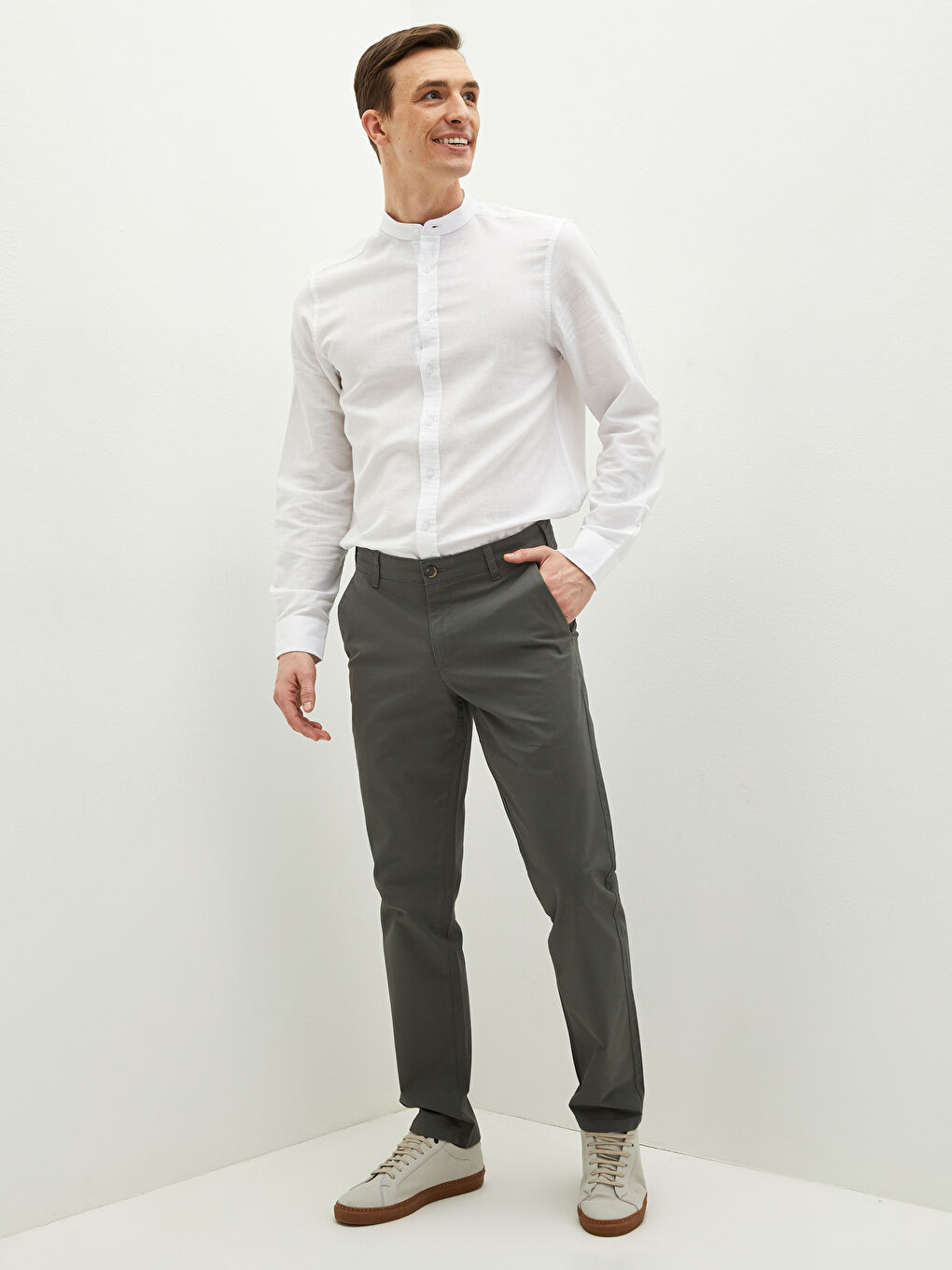 Yeşil Normal Kalıp Erkek Chino Pantolon-1