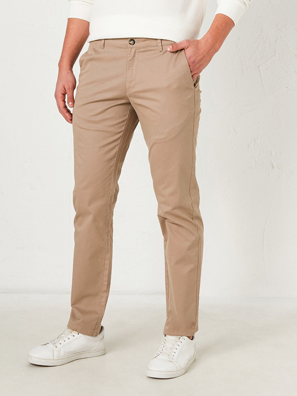 Bej Normal Kalıp Chino Pantolon-1