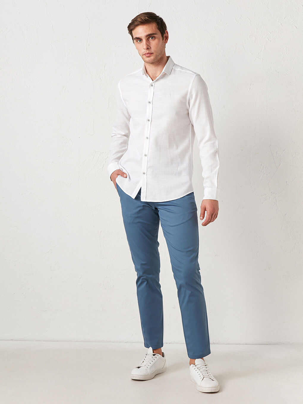 İndigo Dar Kalıp Chino Pantolon-1