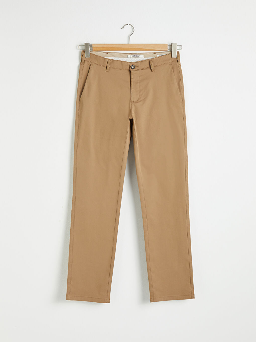 Bej Standart Kalıp Gabardin Chino Pantolon-4