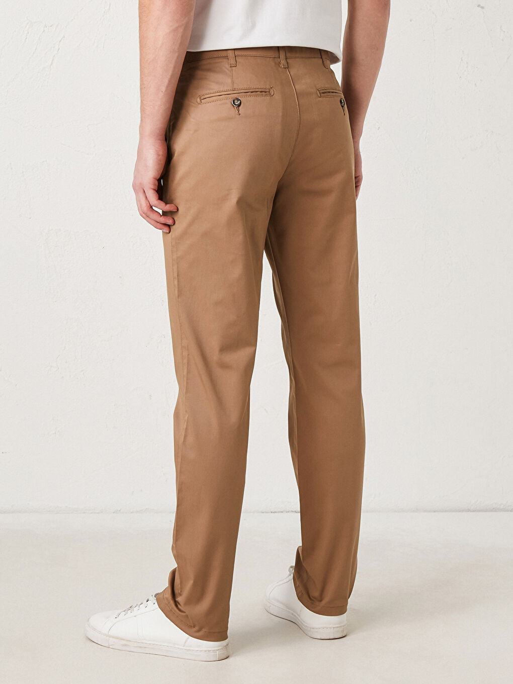 Bej Standart Kalıp Gabardin Chino Pantolon-3