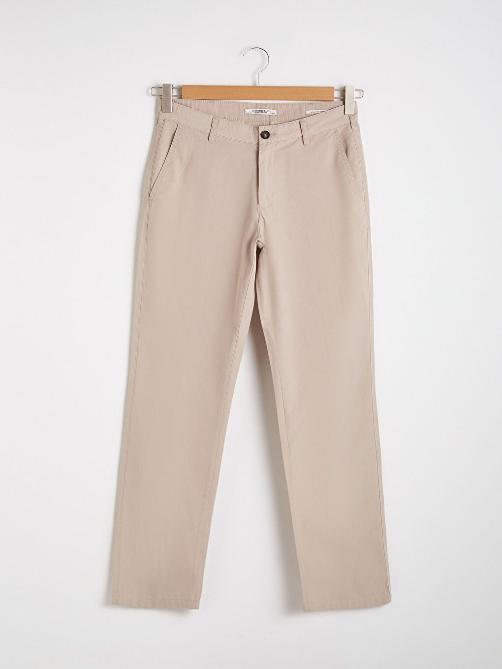 Bej Geniş Kalıp Gabardin Erkek Chino Pantolon-6