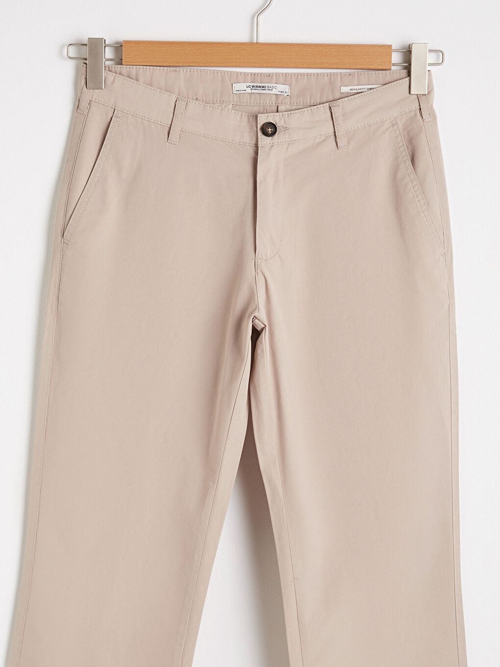 Bej Geniş Kalıp Gabardin Erkek Chino Pantolon-7