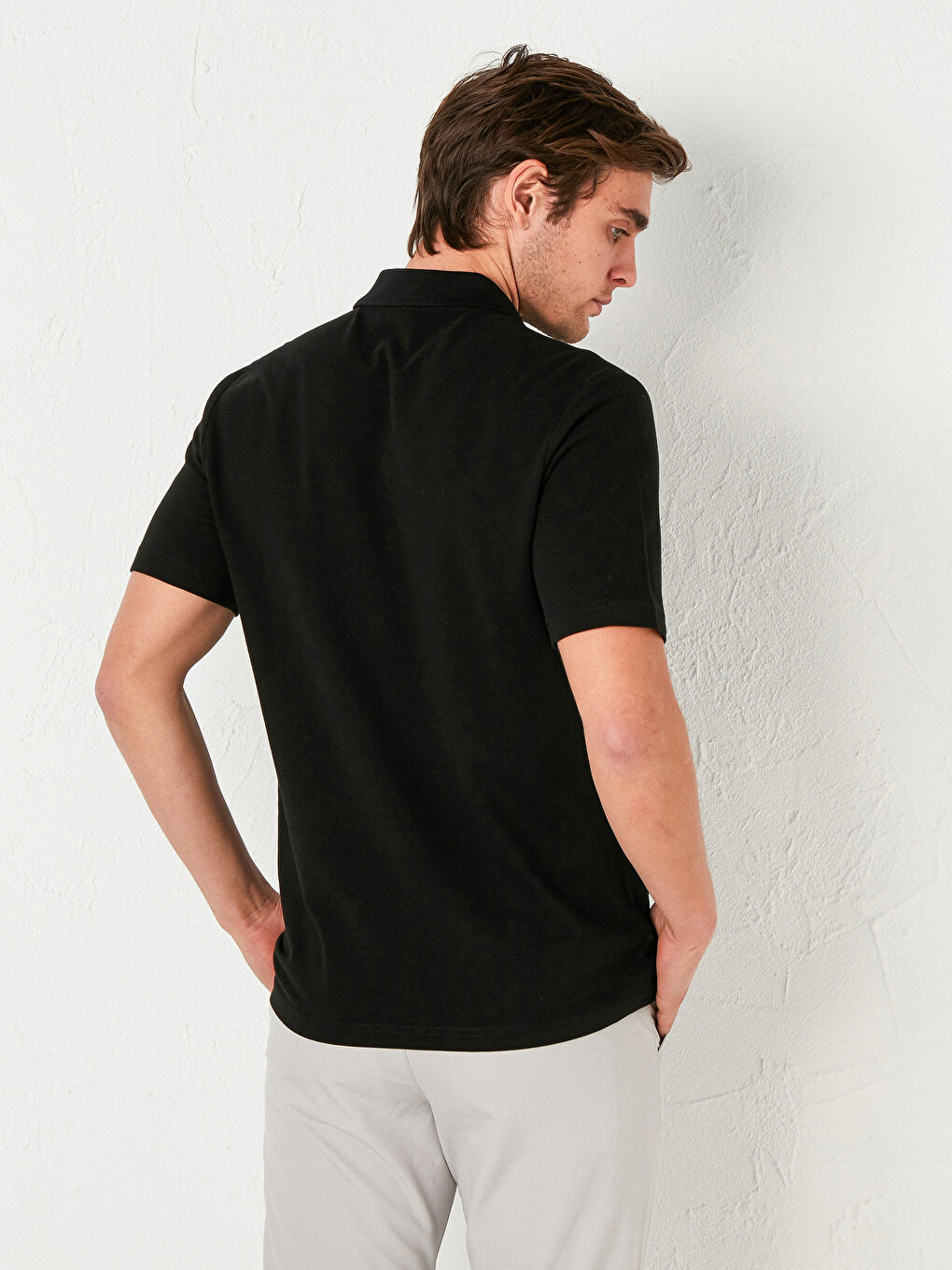 Gri Geniş Kalıp Gabardin Erkek Chino Pantolon-5