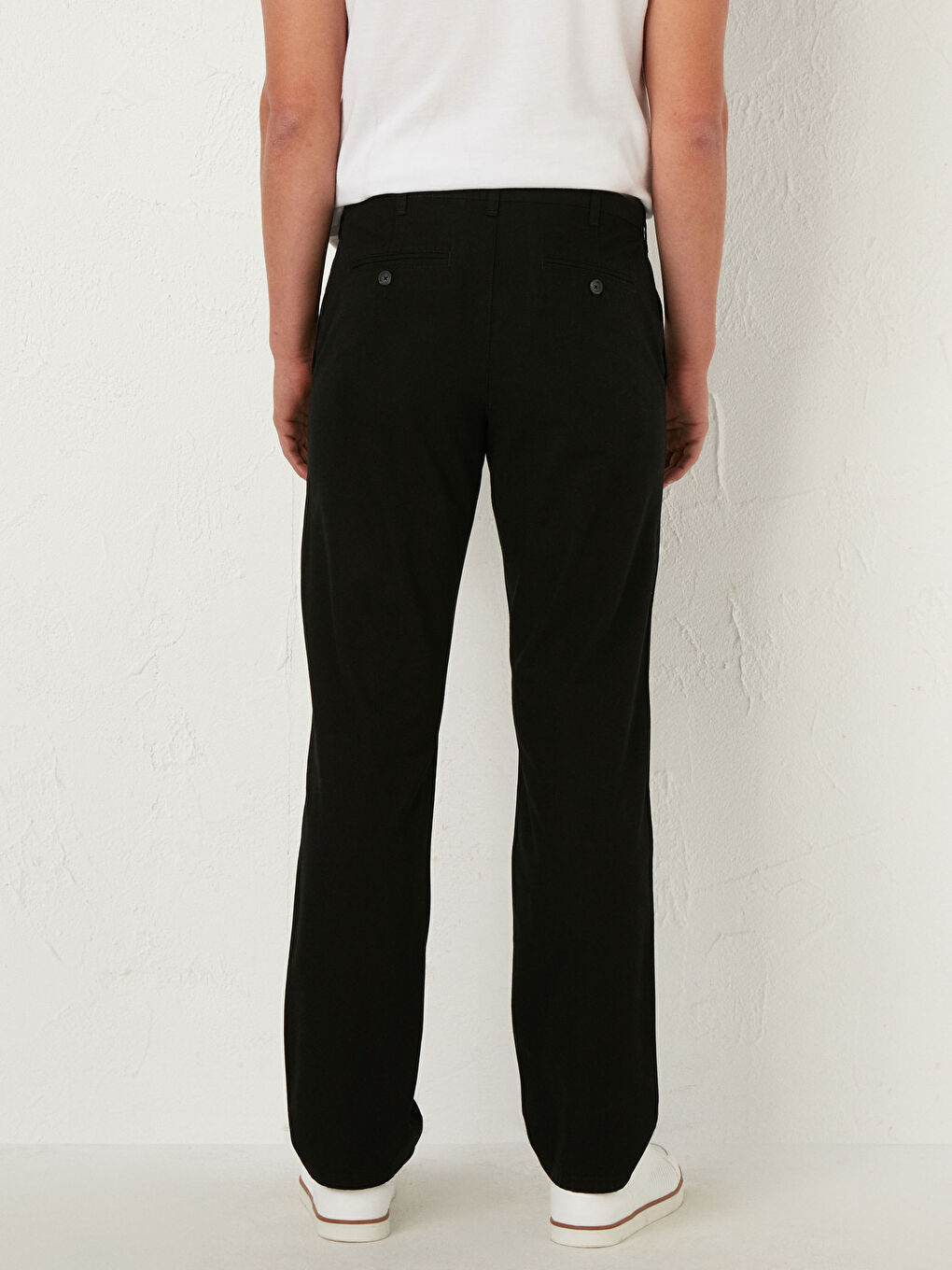 Siyah Geniş Kalıp Gabardin Erkek Chino Pantolon-4