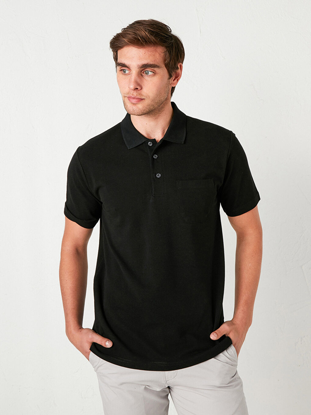 Gri Geniş Kalıp Gabardin Erkek Chino Pantolon