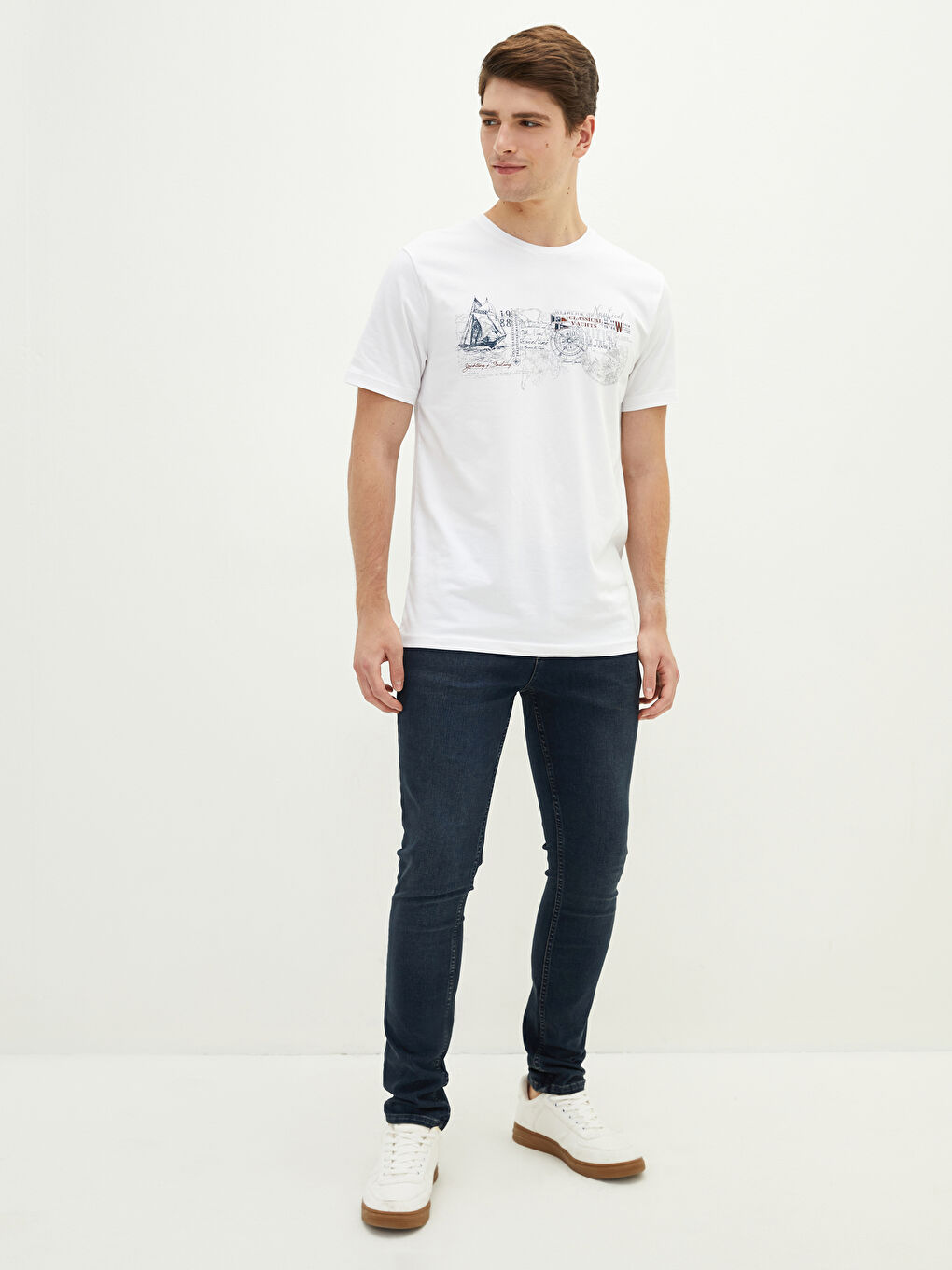 LCWAIKIKI Classic Crew Neck Short Sleeve Printed Combed Cotton Men's T-shirt -S11296Z8-K7U