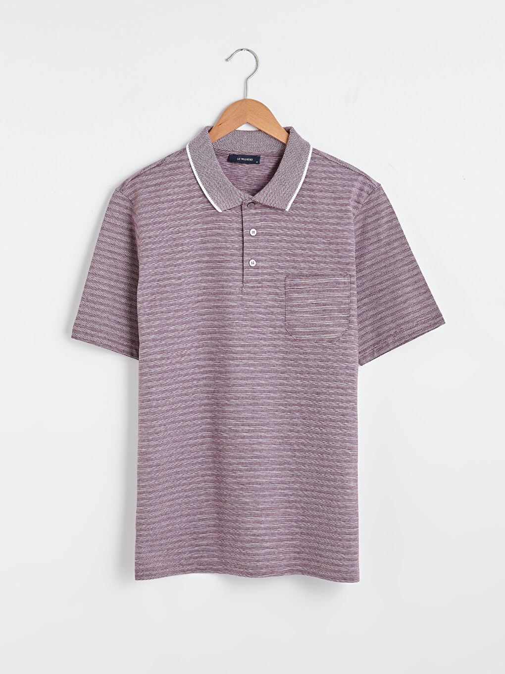 Bordo Polo Yaka Kısa Kollu Pamuklu Erkek Tişört-4