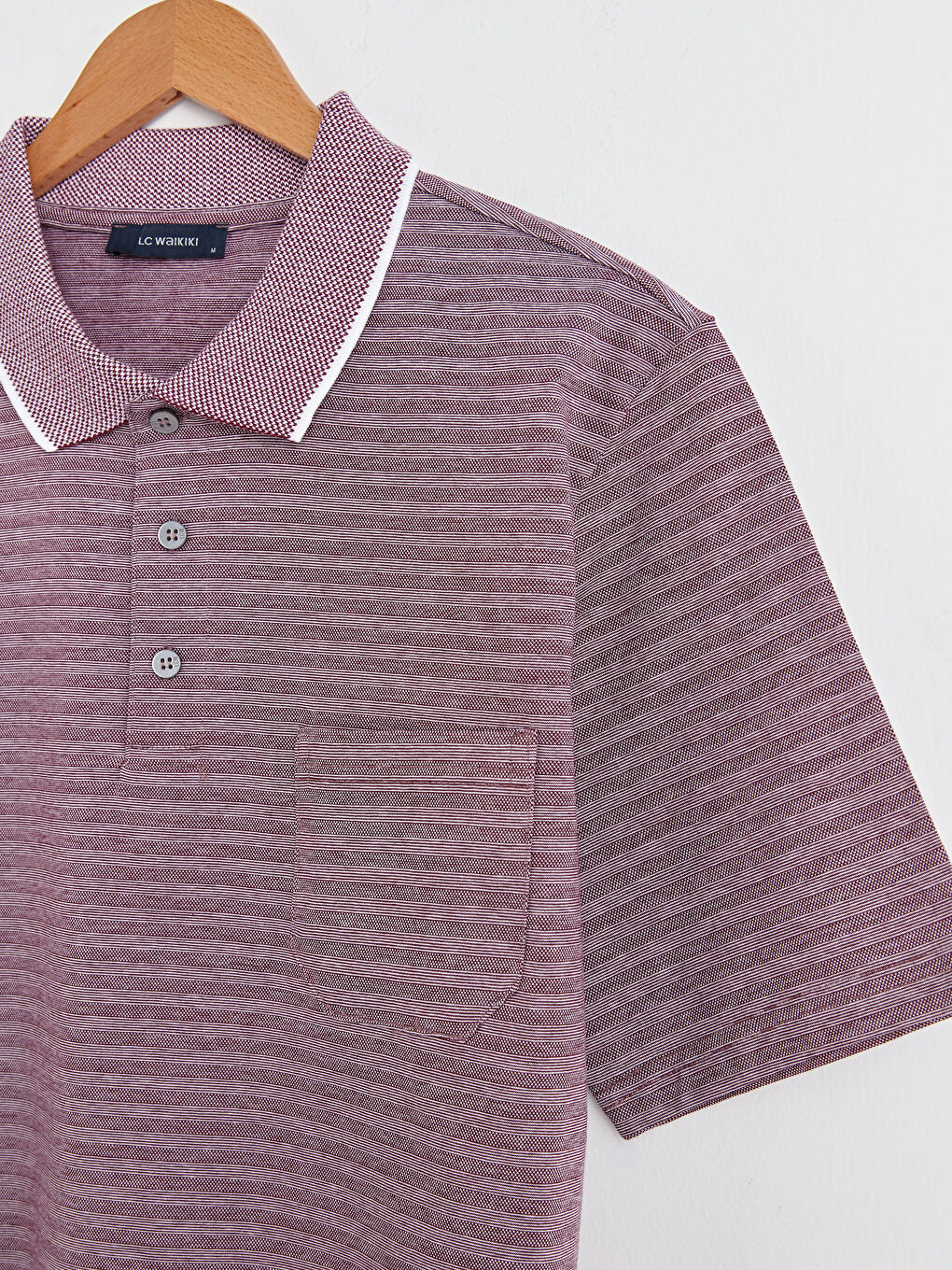 Bordo Polo Yaka Kısa Kollu Pamuklu Erkek Tişört-5