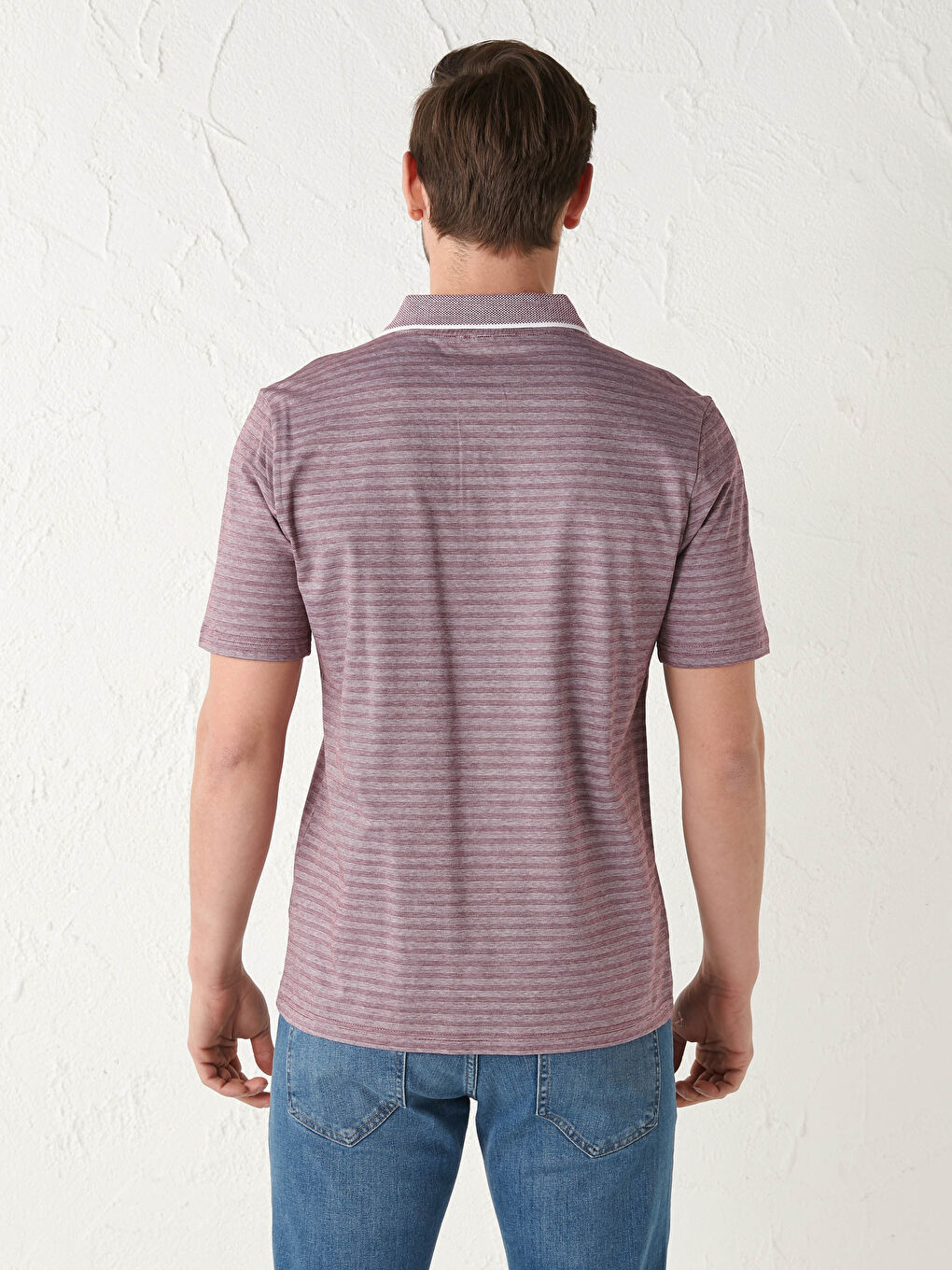 Bordo Polo Yaka Kısa Kollu Pamuklu Erkek Tişört-2