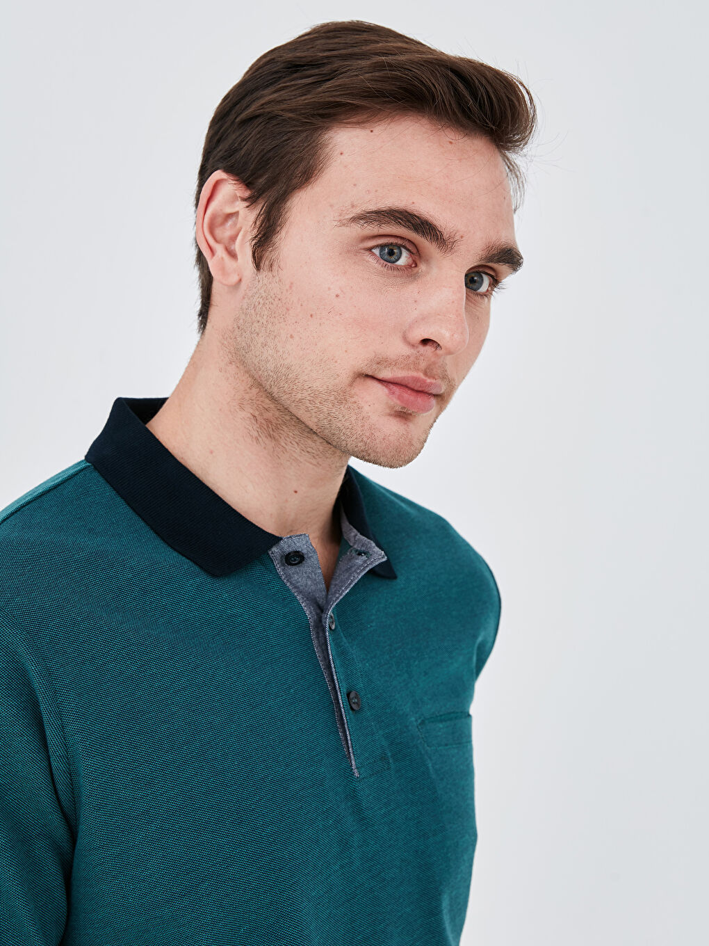 تيشيرت قطن بياقة بولو كم قصير للرجال-2